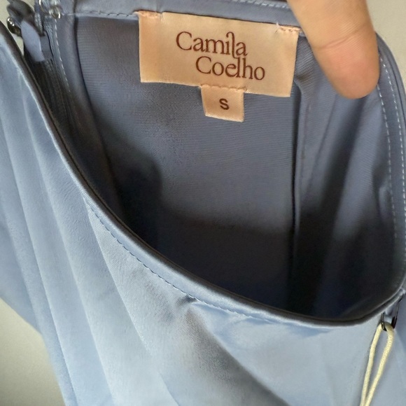 New NWT Camila Coelho Blue halter midi dress size S - Picture 4 of 7